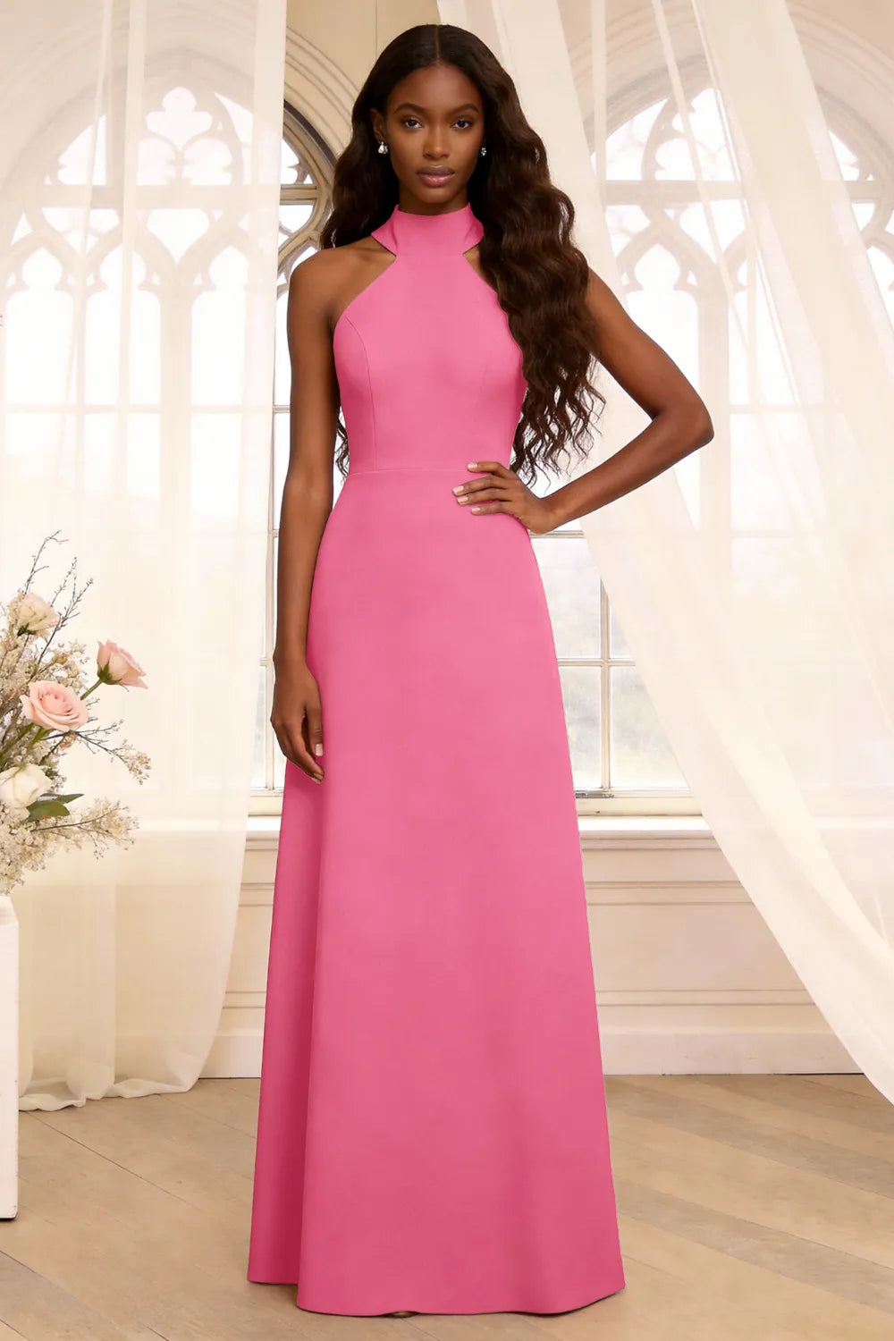 Halter Backless Floor Length Formal Dress