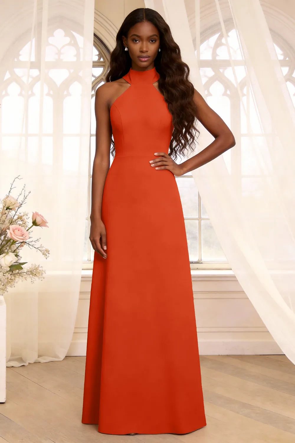 Halter Backless Floor Length Formal Dress