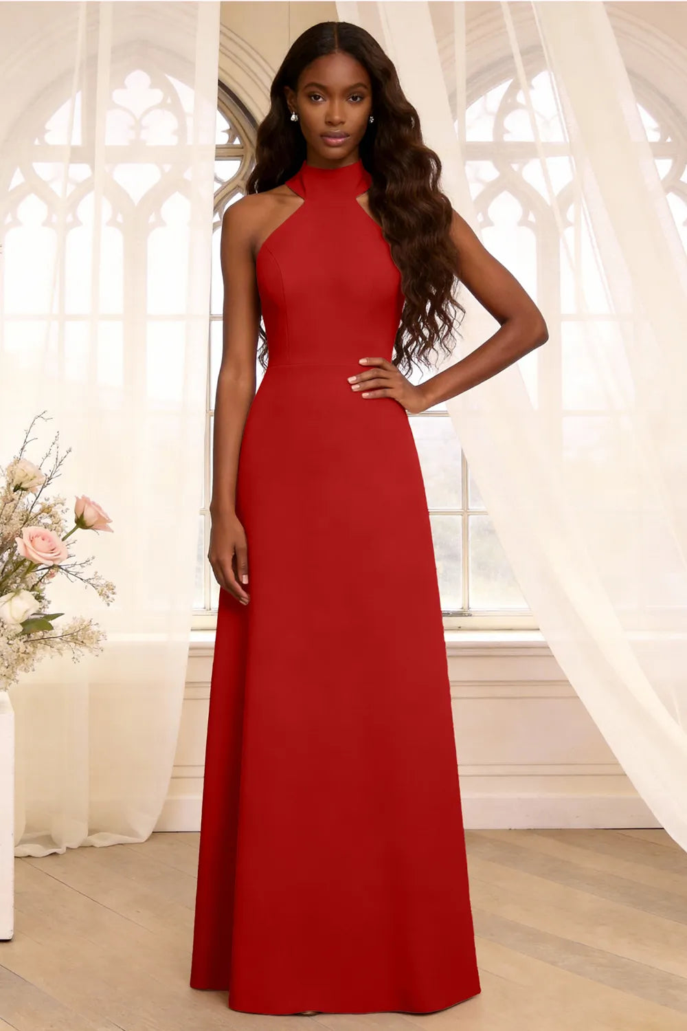 Halter Backless Floor Length Formal Dress
