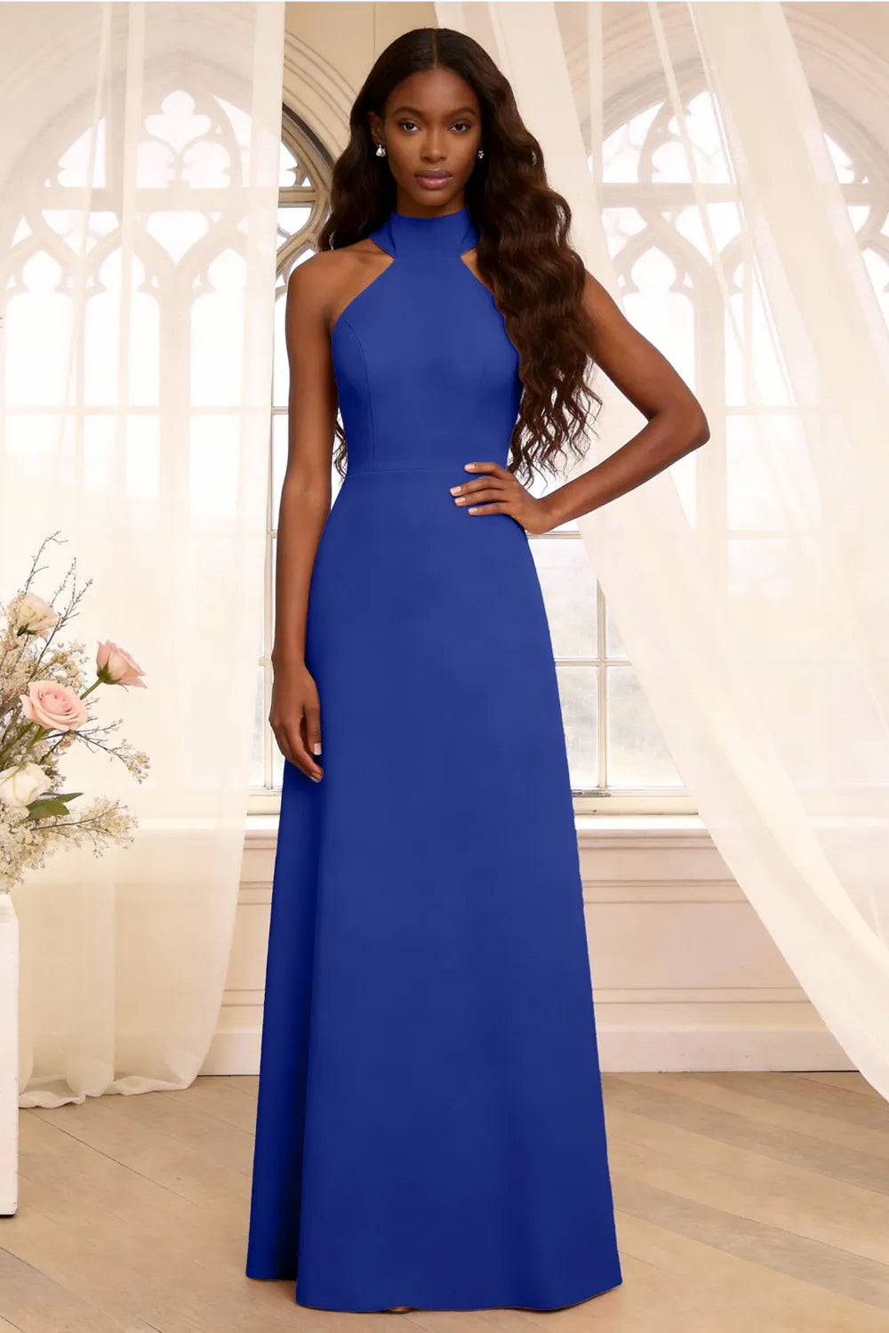 Halter Backless Floor Length Formal Dress