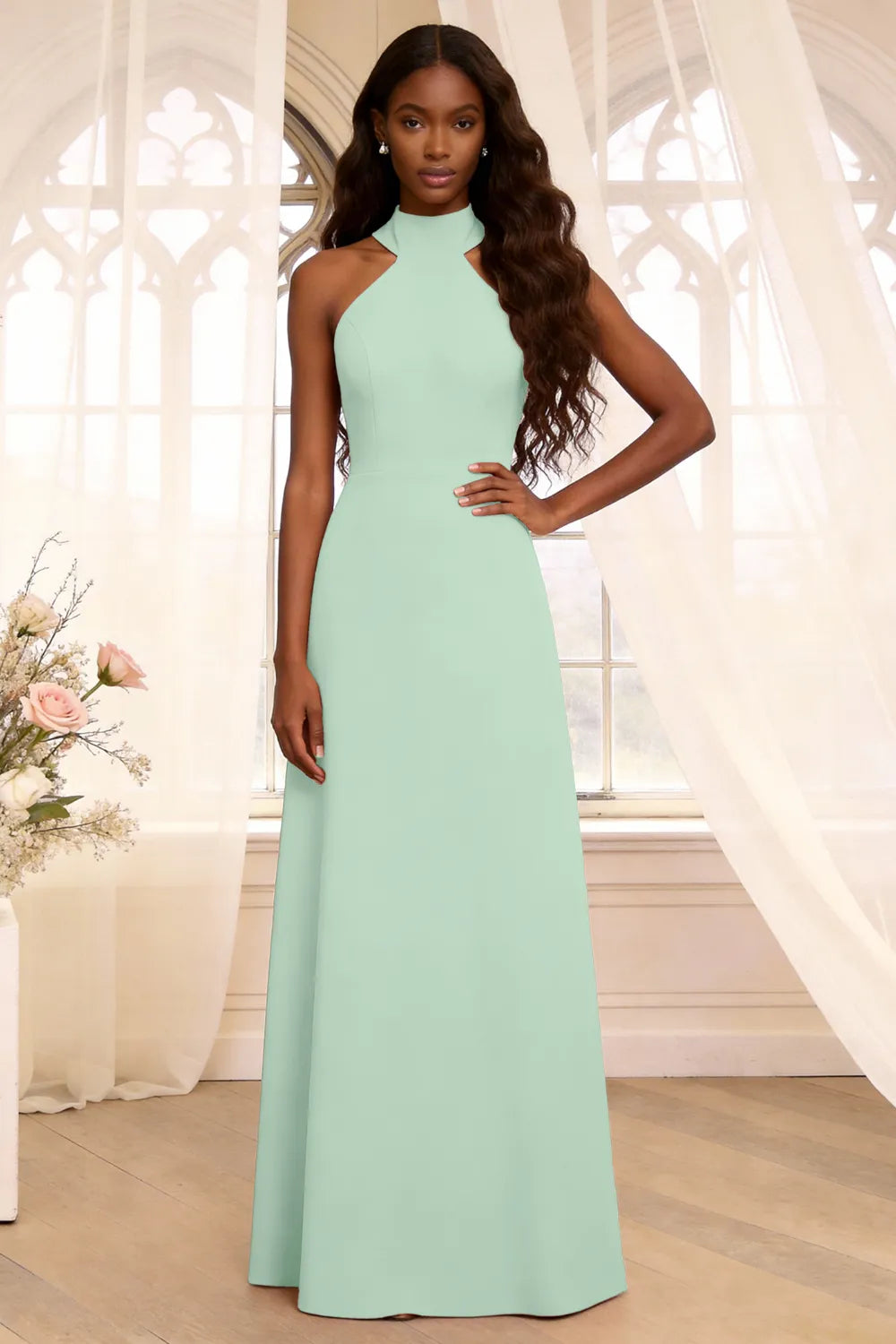 Halter Backless Floor Length Formal Dress