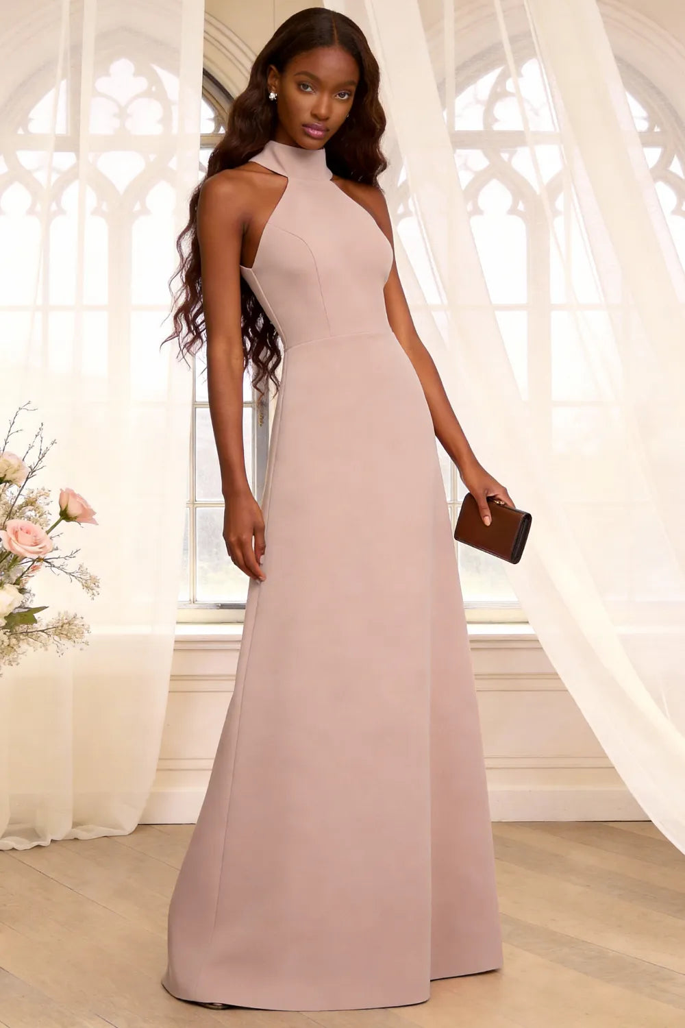 Halter Backless Floor Length Formal Dress