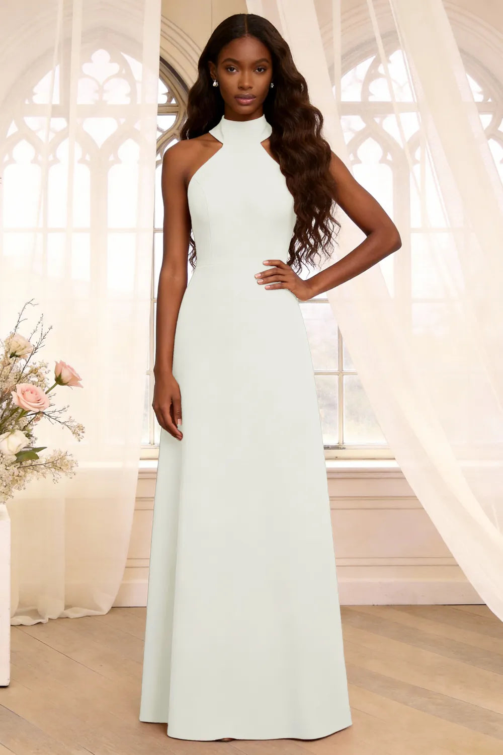 Halter Backless Floor Length Formal Dress