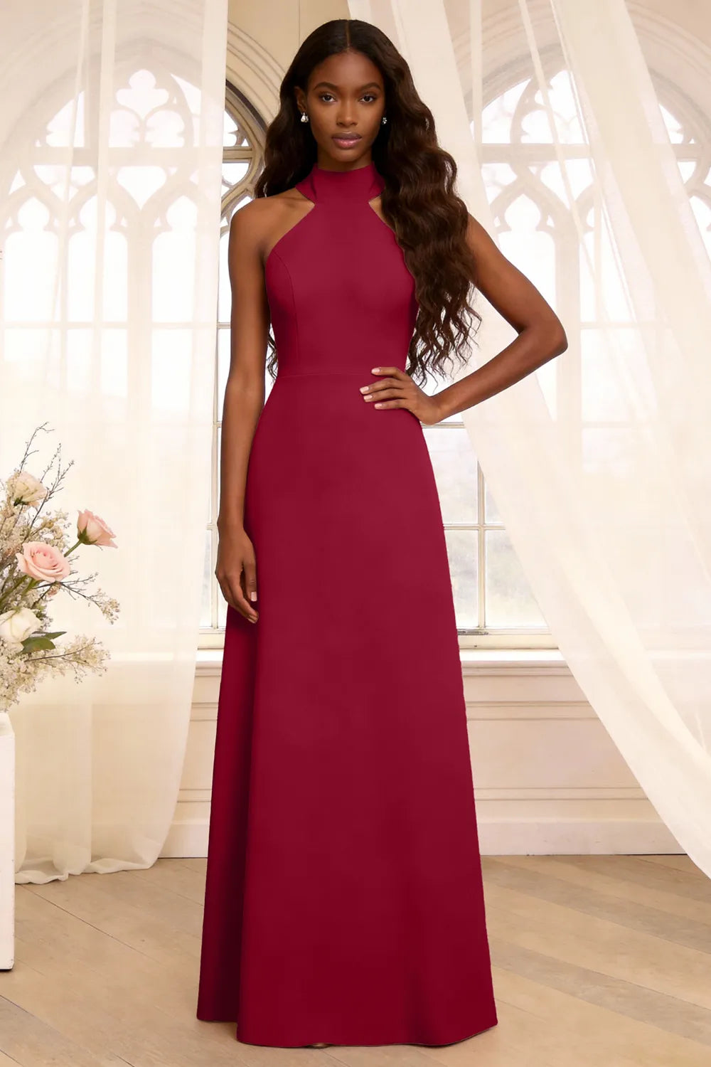 Halter Backless Floor Length Formal Dress