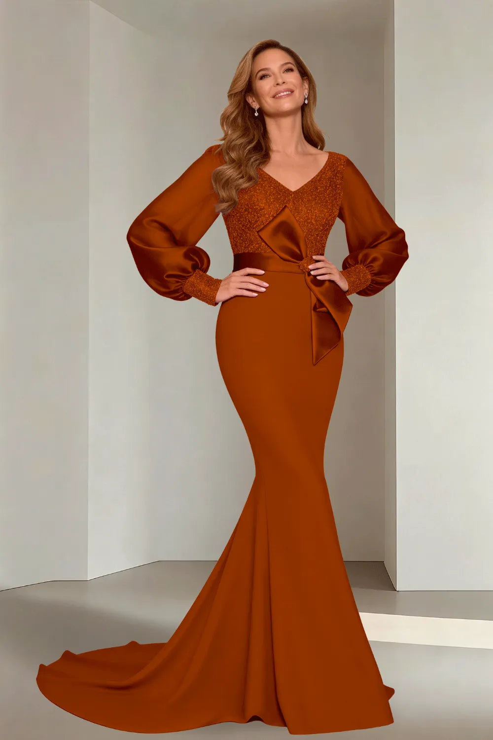 Classic V-Neck Mermaid Formal Evening Dress
