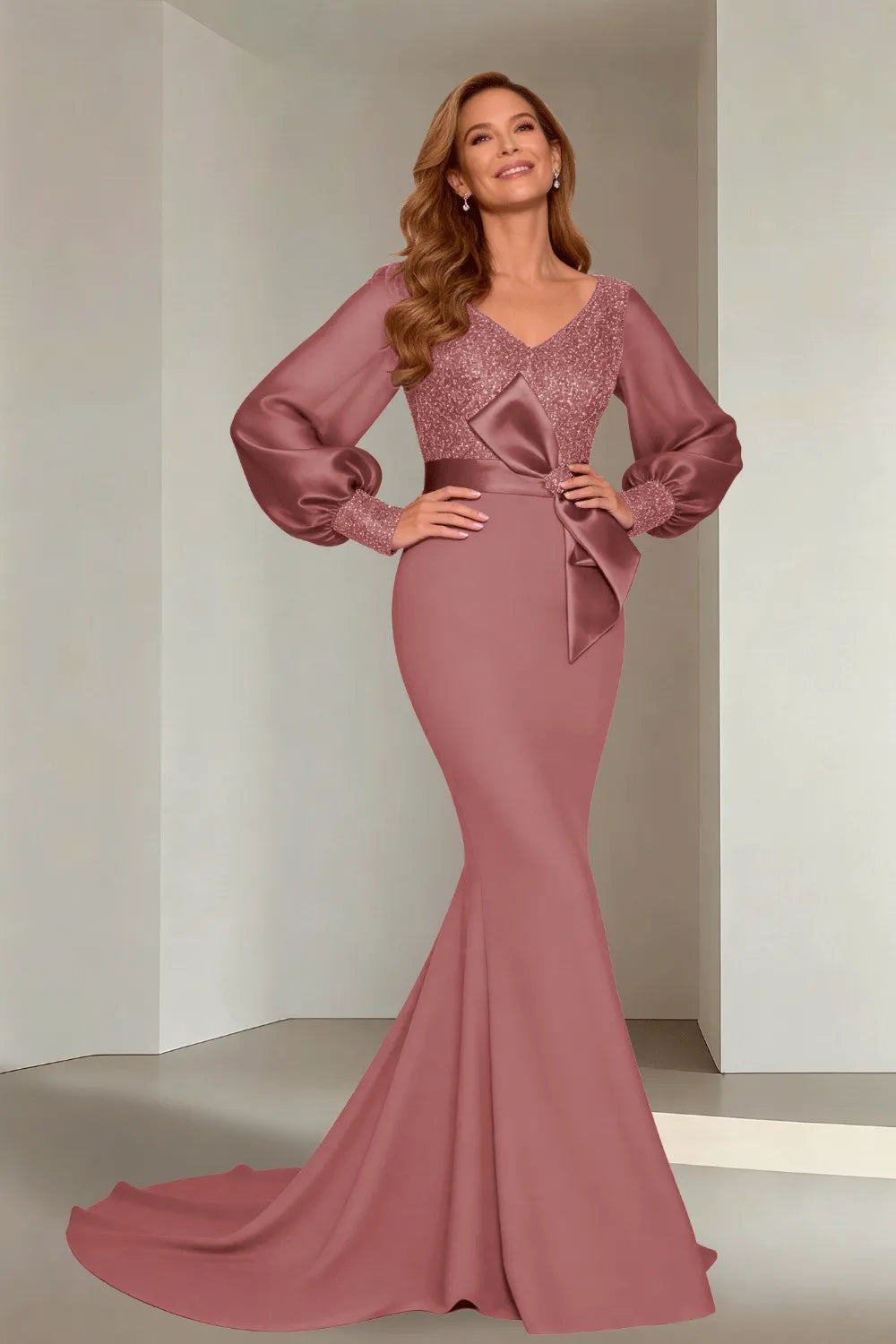 Classic V-Neck Mermaid Formal Evening Dress