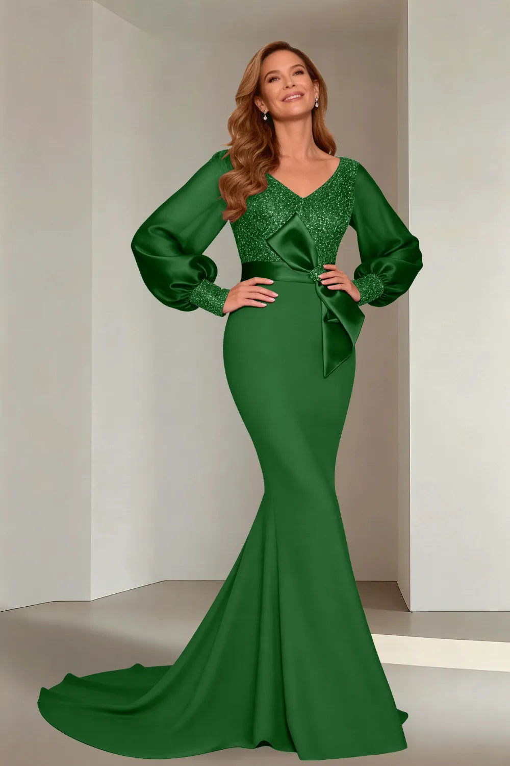 Classic V-Neck Mermaid Formal Evening Dress