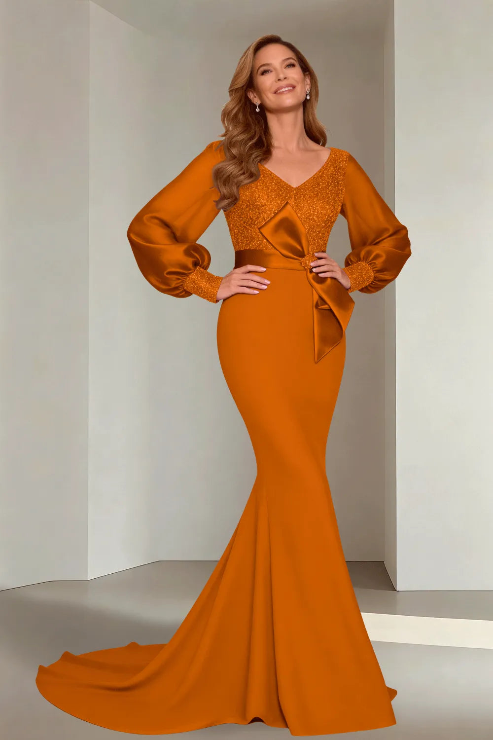 Classic V-Neck Mermaid Formal Evening Dress