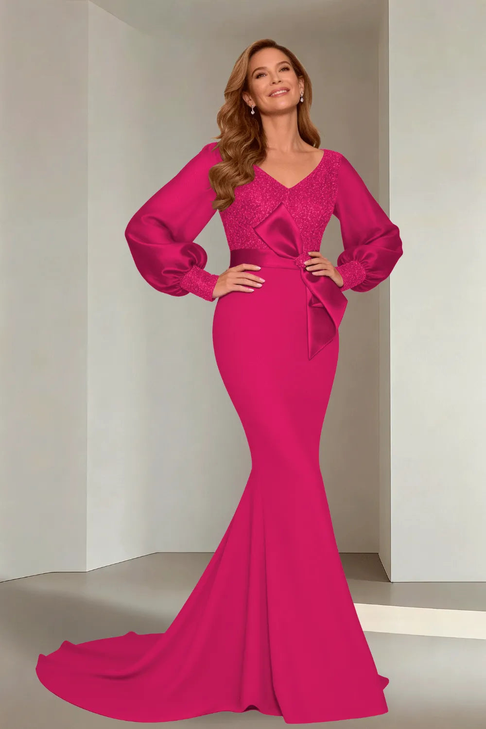 Classic V-Neck Mermaid Formal Evening Dress