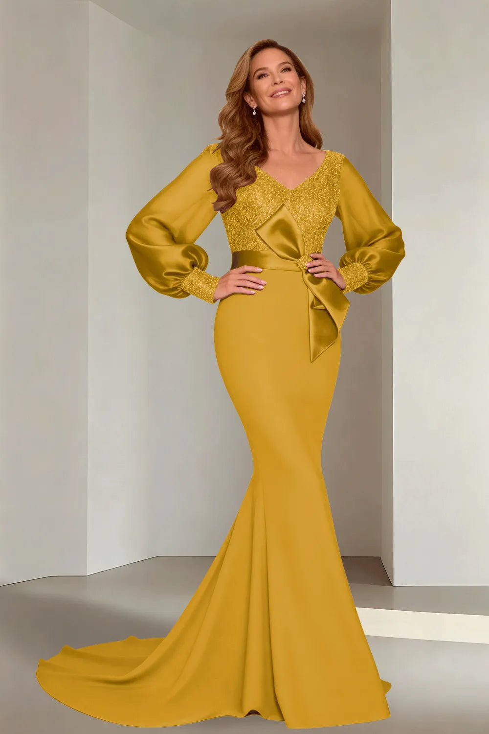 Classic V-Neck Mermaid Formal Evening Dress