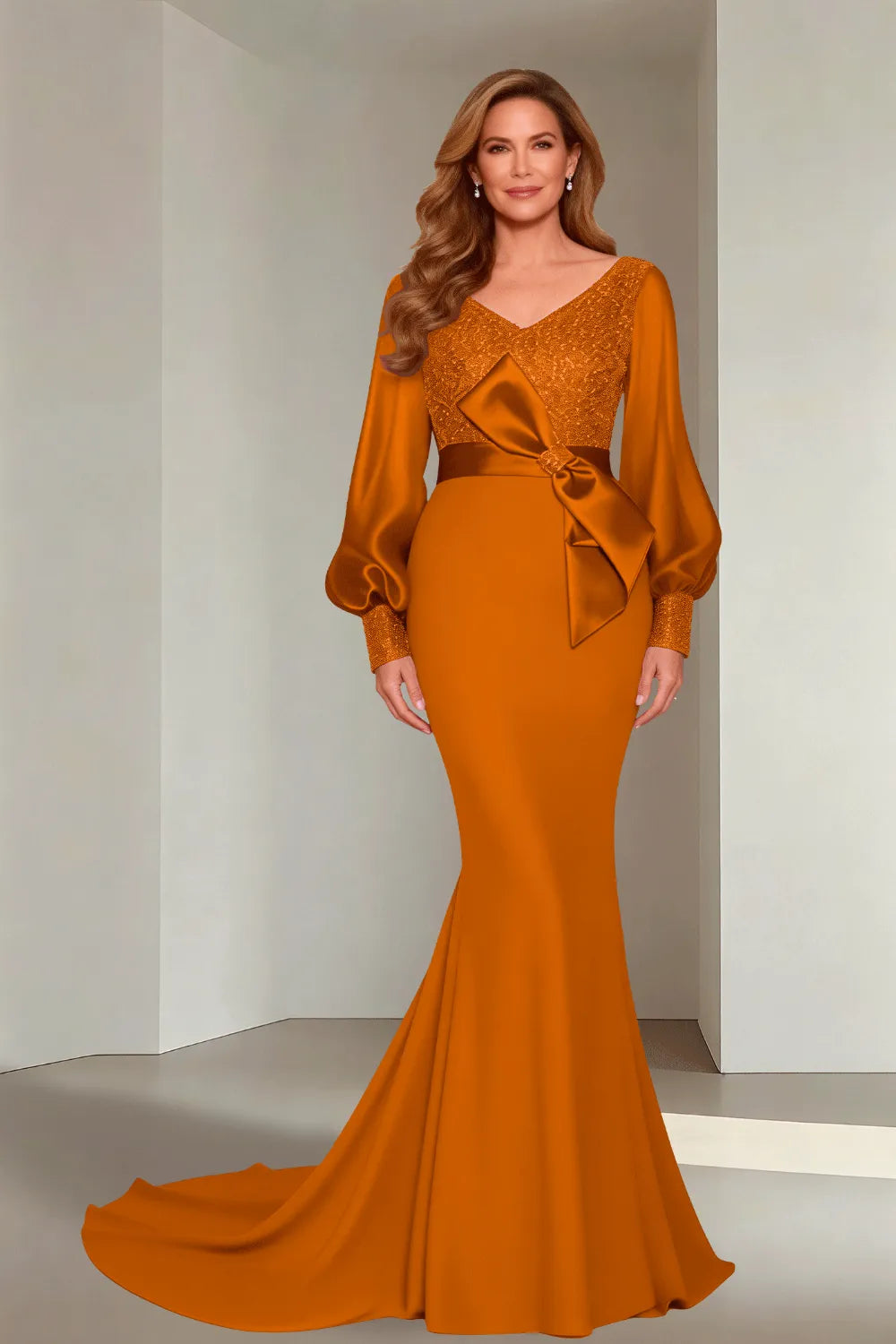 Classic V-Neck Mermaid Formal Evening Dress