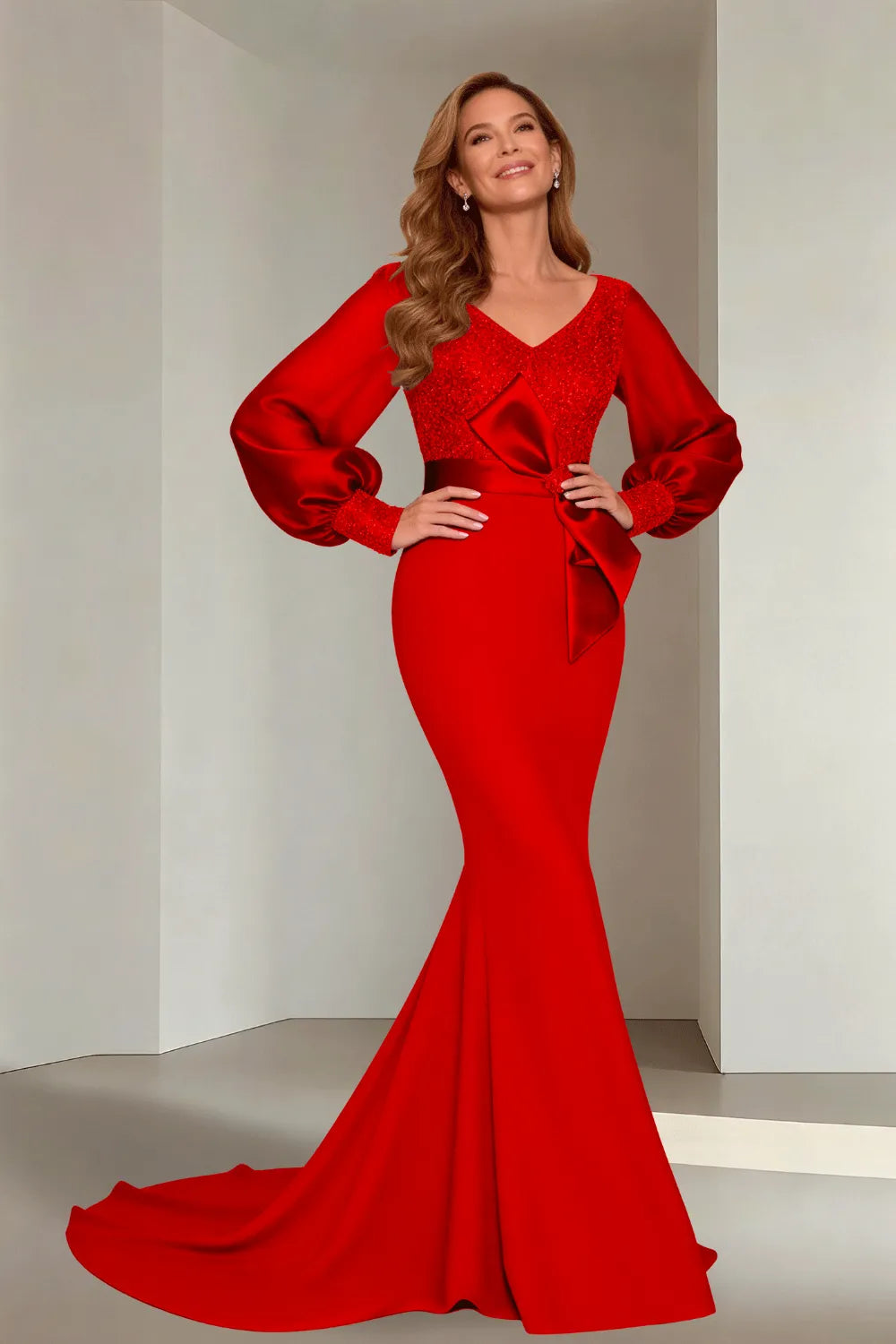 Classic V-Neck Mermaid Formal Evening Dress