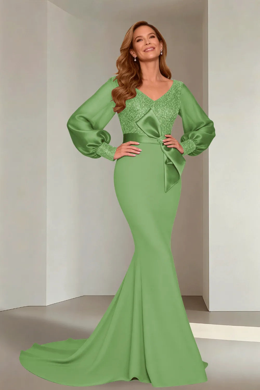 Classic V-Neck Mermaid Formal Evening Dress