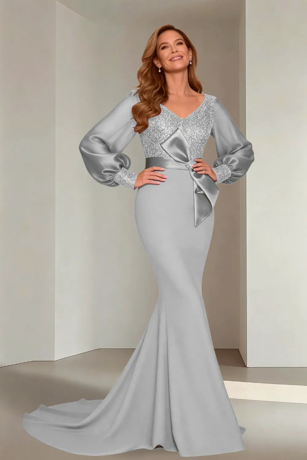 Classic V-Neck Mermaid Formal Evening Dress