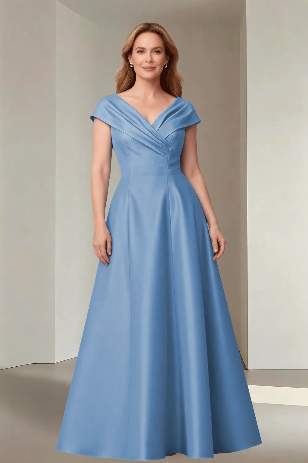 Minimalist Satin-Finish Wedding Guest Maxi Dress