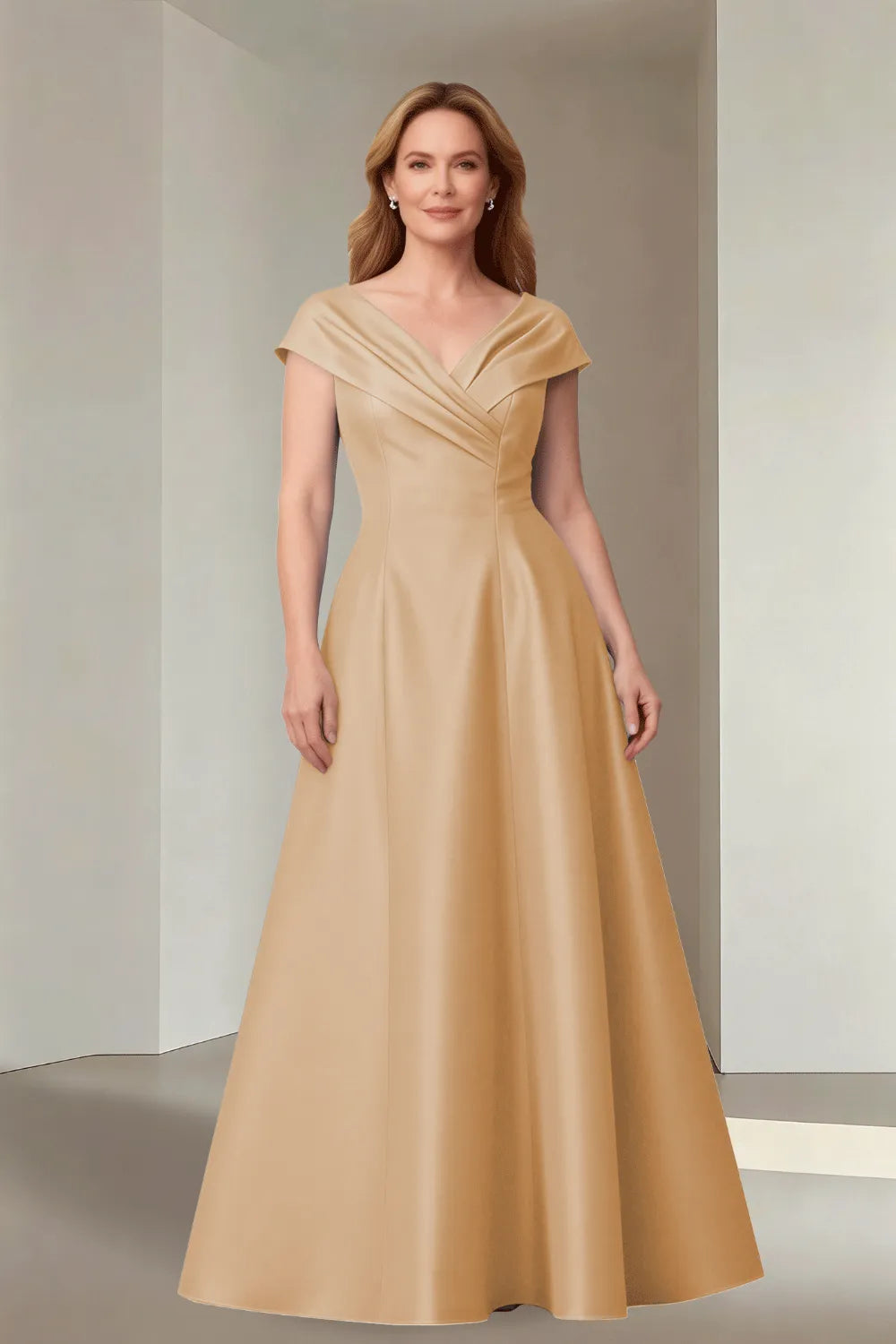 Minimalist Satin-Finish Wedding Guest Maxi Dress