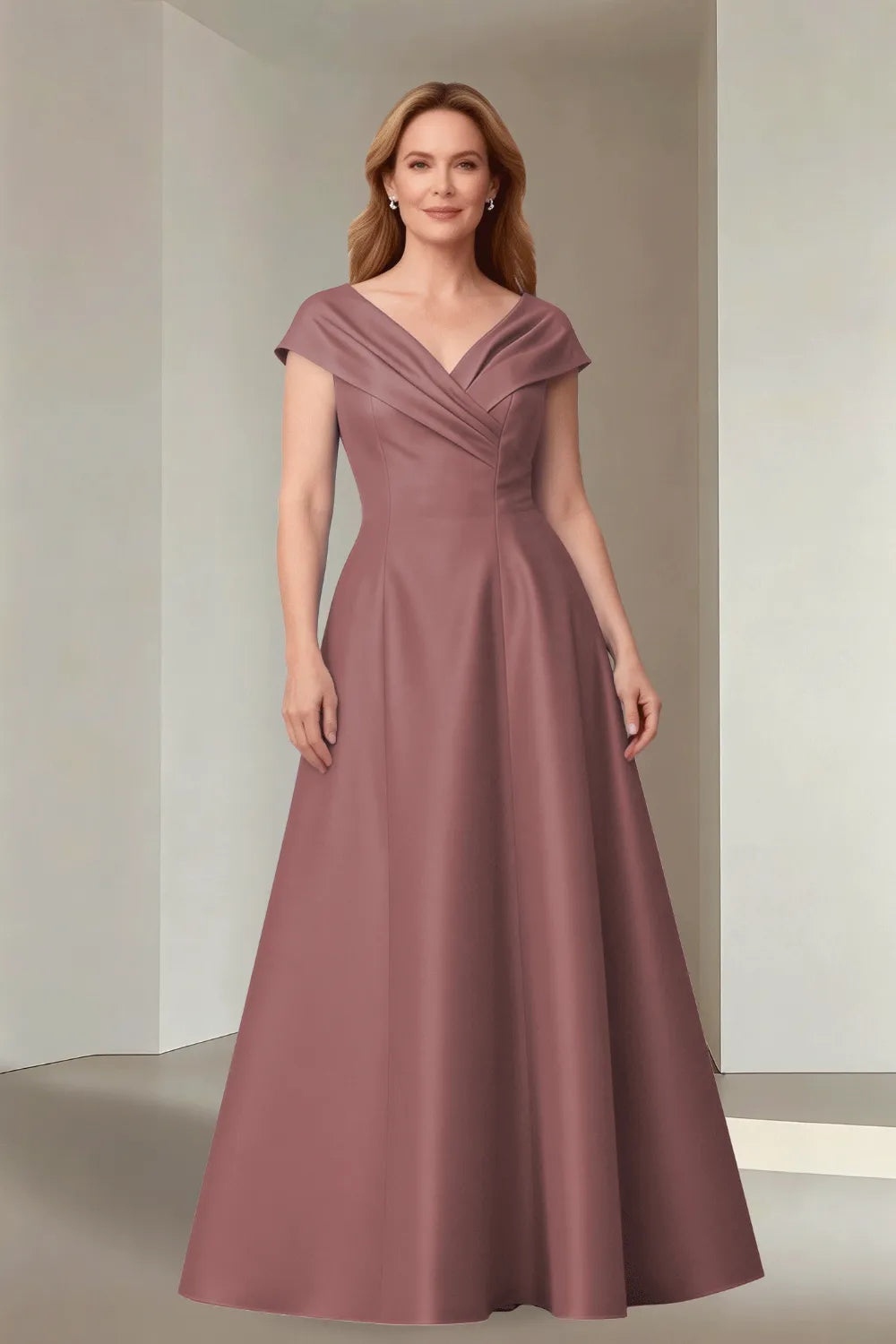 Minimalist Satin-Finish Wedding Guest Maxi Dress