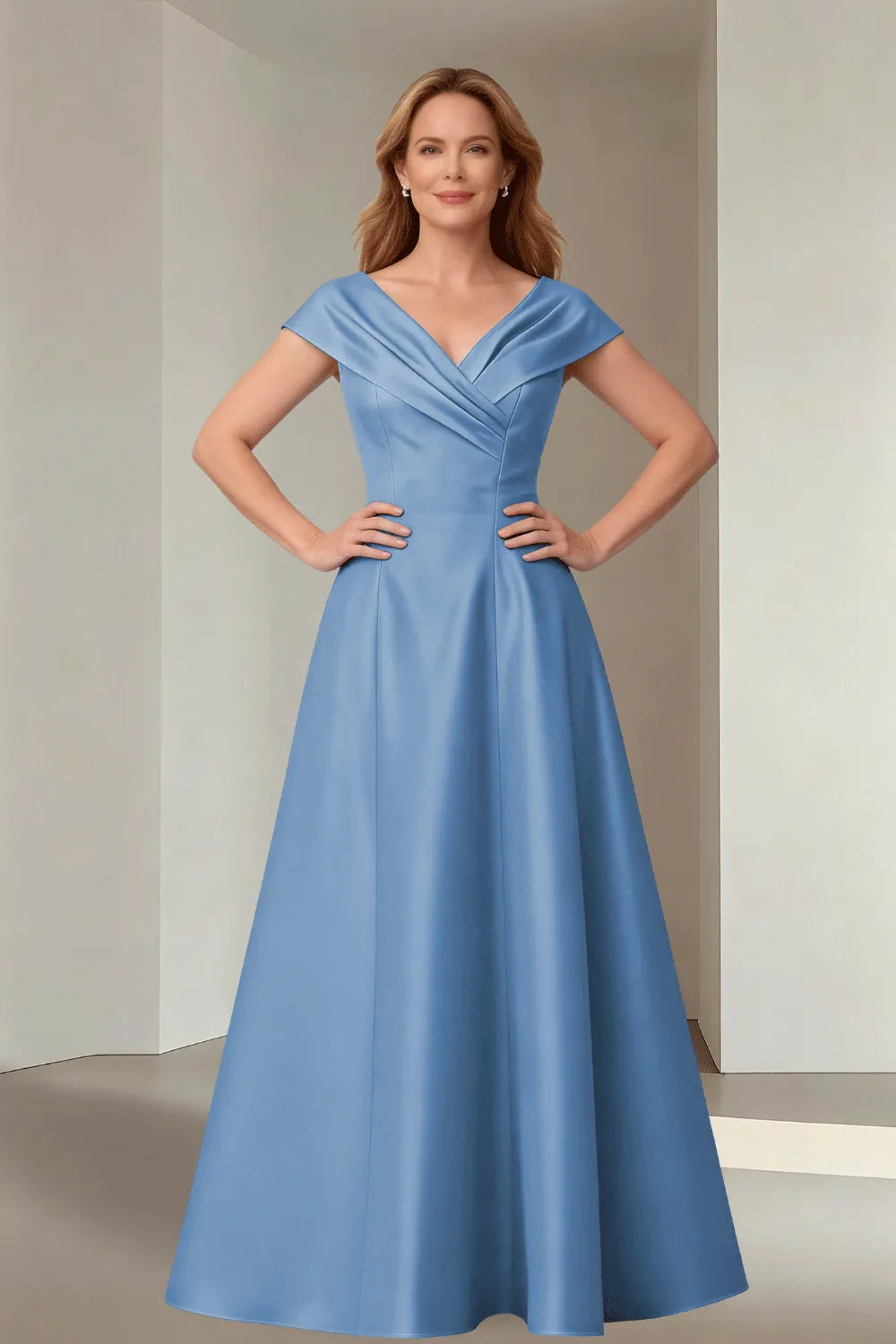 Minimalist Satin-Finish Wedding Guest Maxi Dress