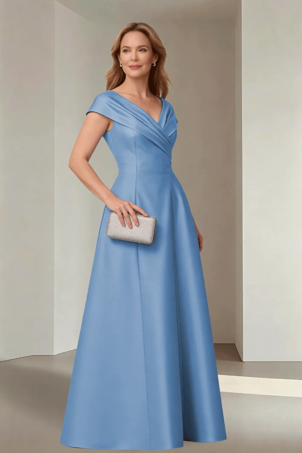 Minimalist Satin-Finish Wedding Guest Maxi Dress