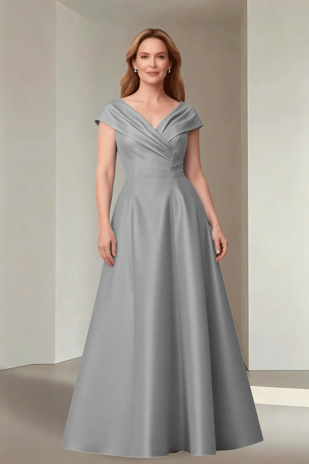 Minimalist Satin-Finish Wedding Guest Maxi Dress