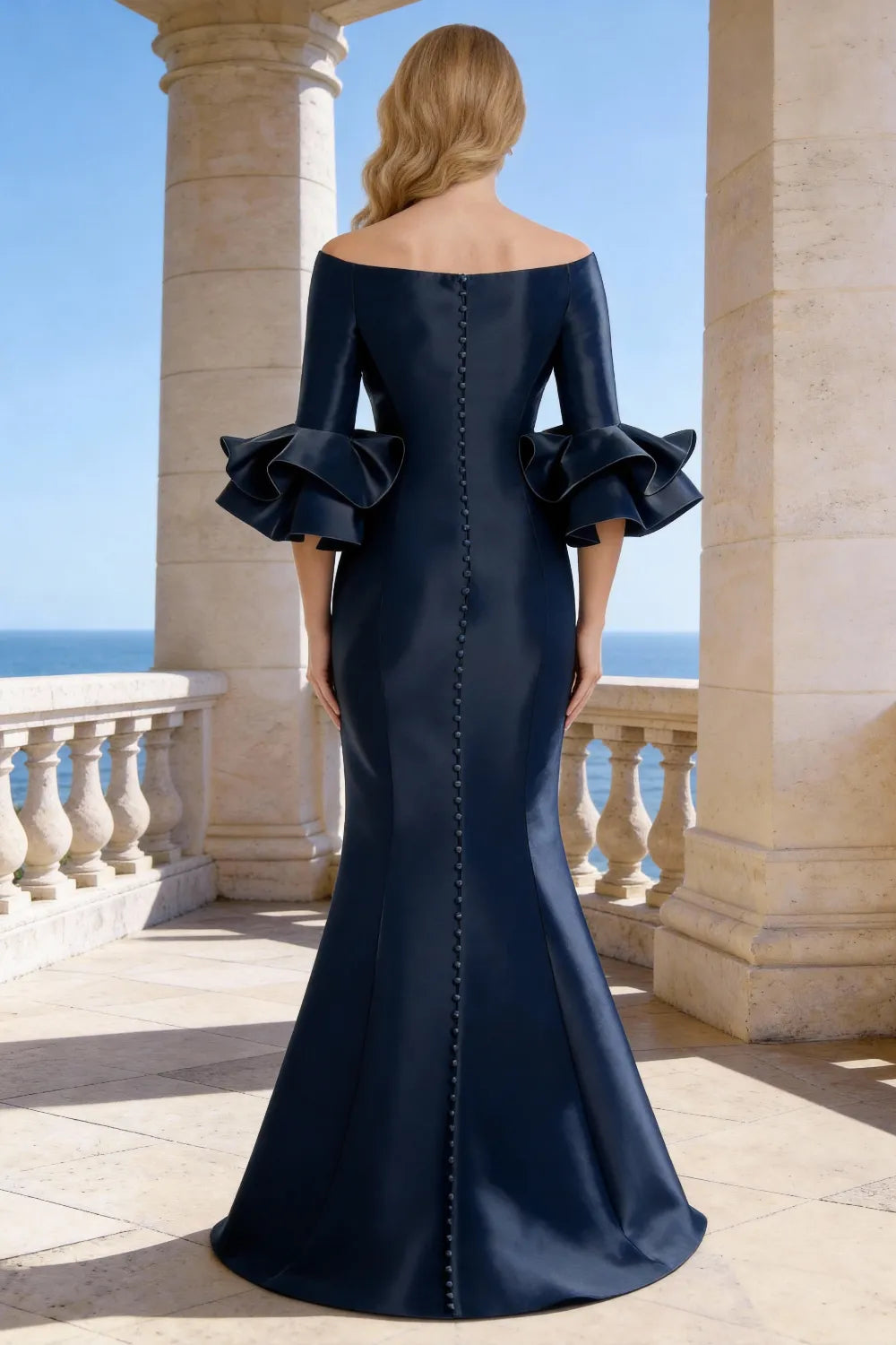 Elegant Off Shoulder Satin Mermaid Evening Gown