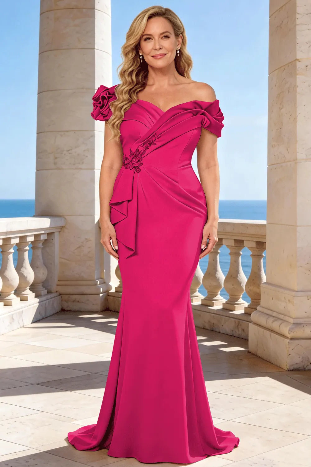 Graceful Mermaid Wedding Guest Evening Gown
