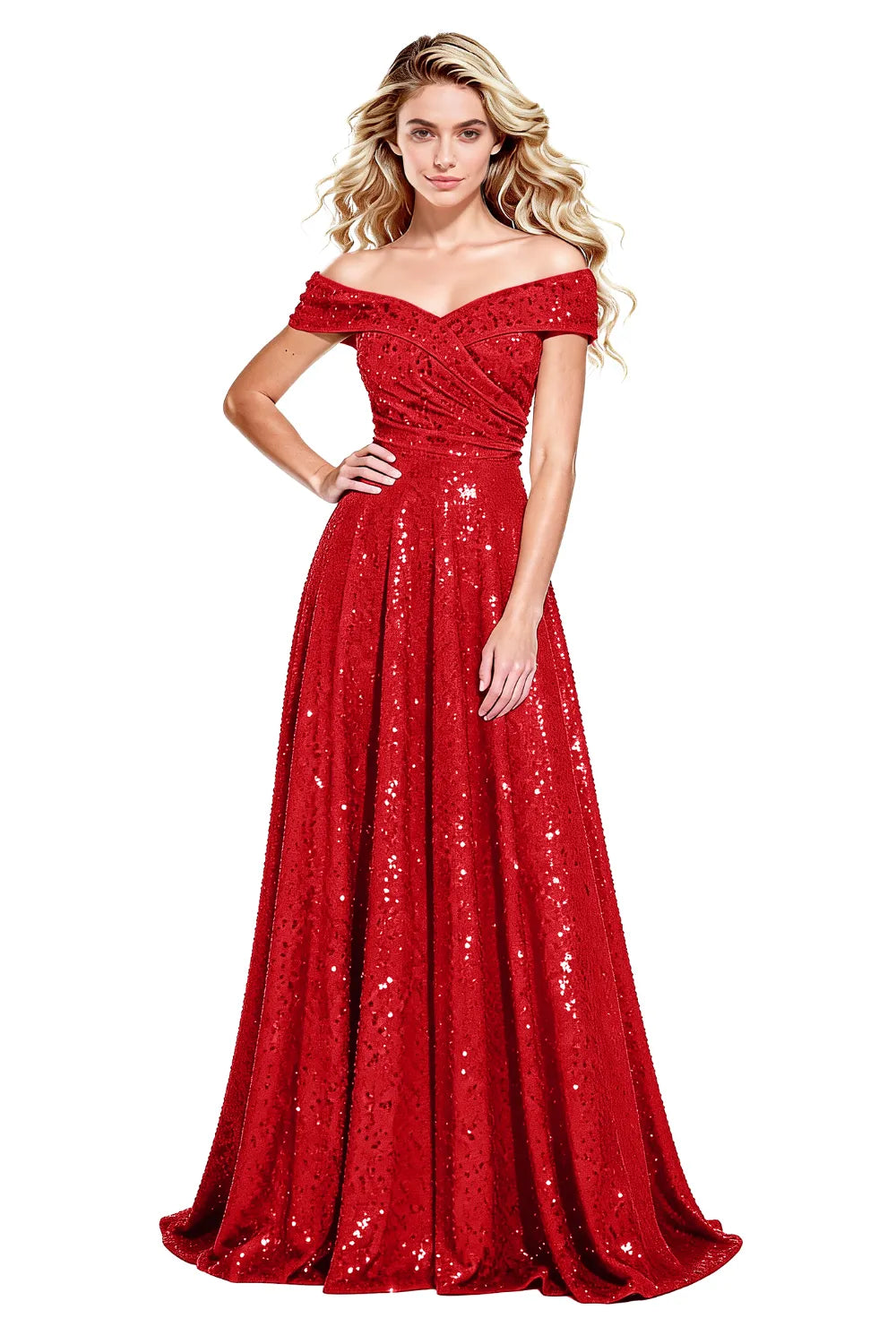 Luxury Off Shoulder Sequin Ball Gown Party Dress Evening Gown Elegant Prom Dress