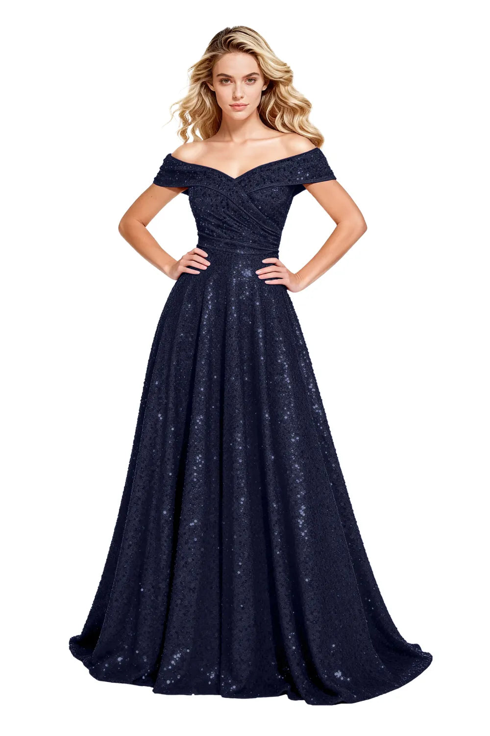 Luxury Off Shoulder Sequin Ball Gown Party Dress Evening Gown Elegant Prom Dress