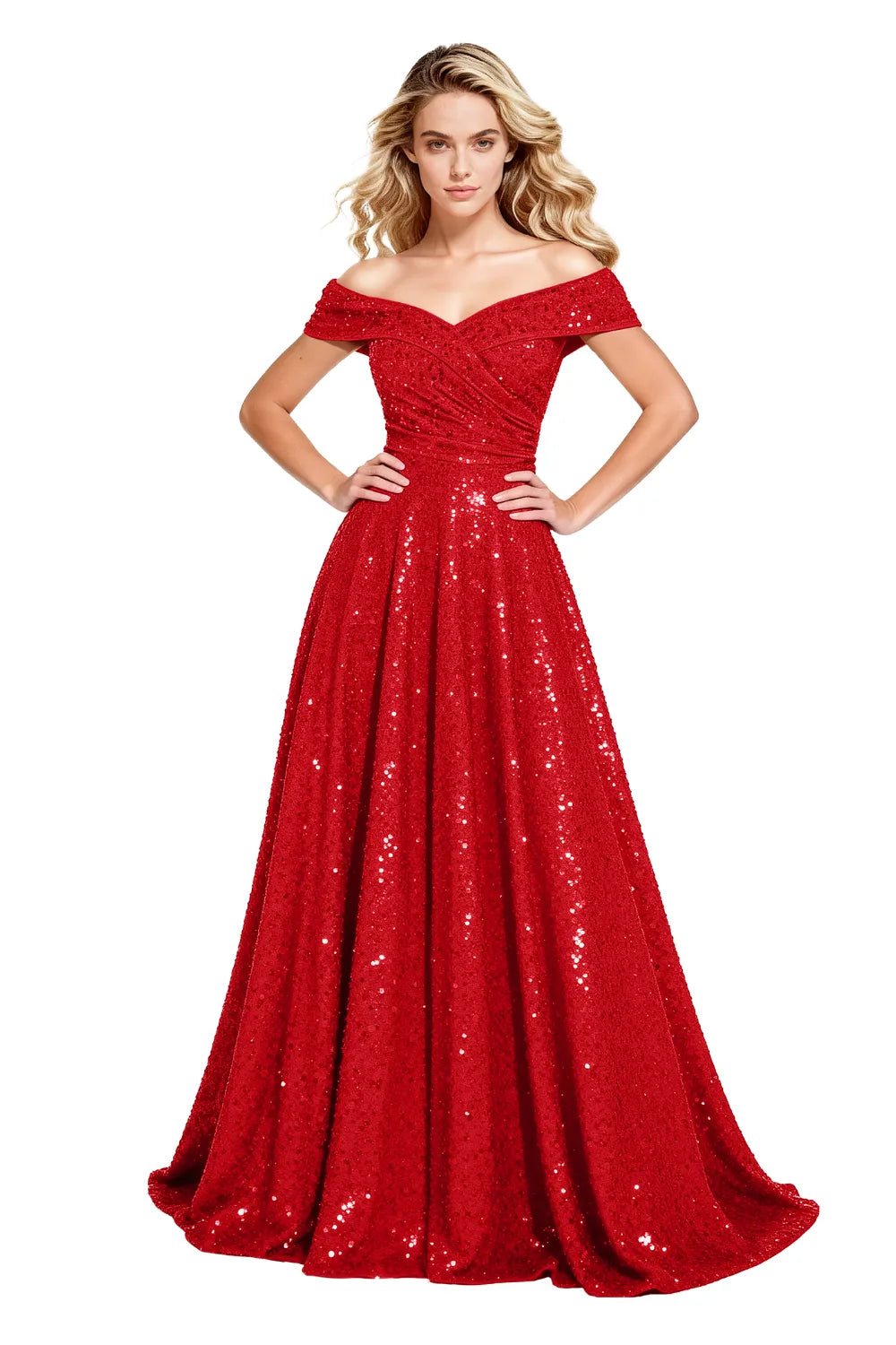 Luxury Off Shoulder Sequin Ball Gown Party Dress Evening Gown Elegant Prom Dress