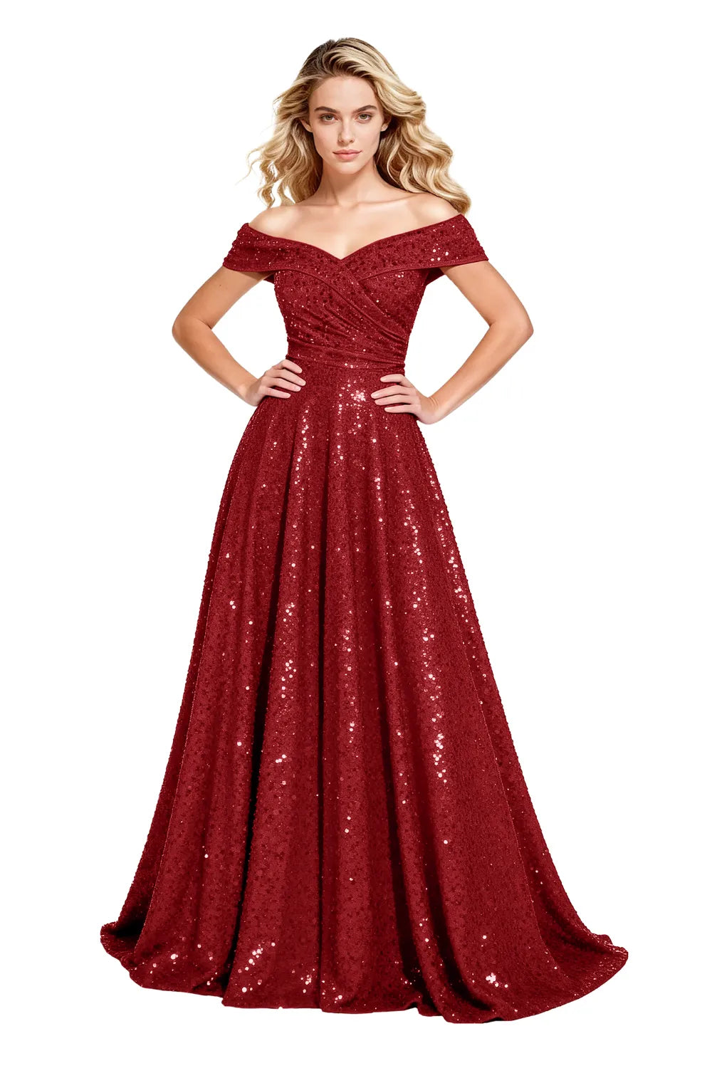 Luxury Off Shoulder Sequin Ball Gown Party Dress Evening Gown Elegant Prom Dress