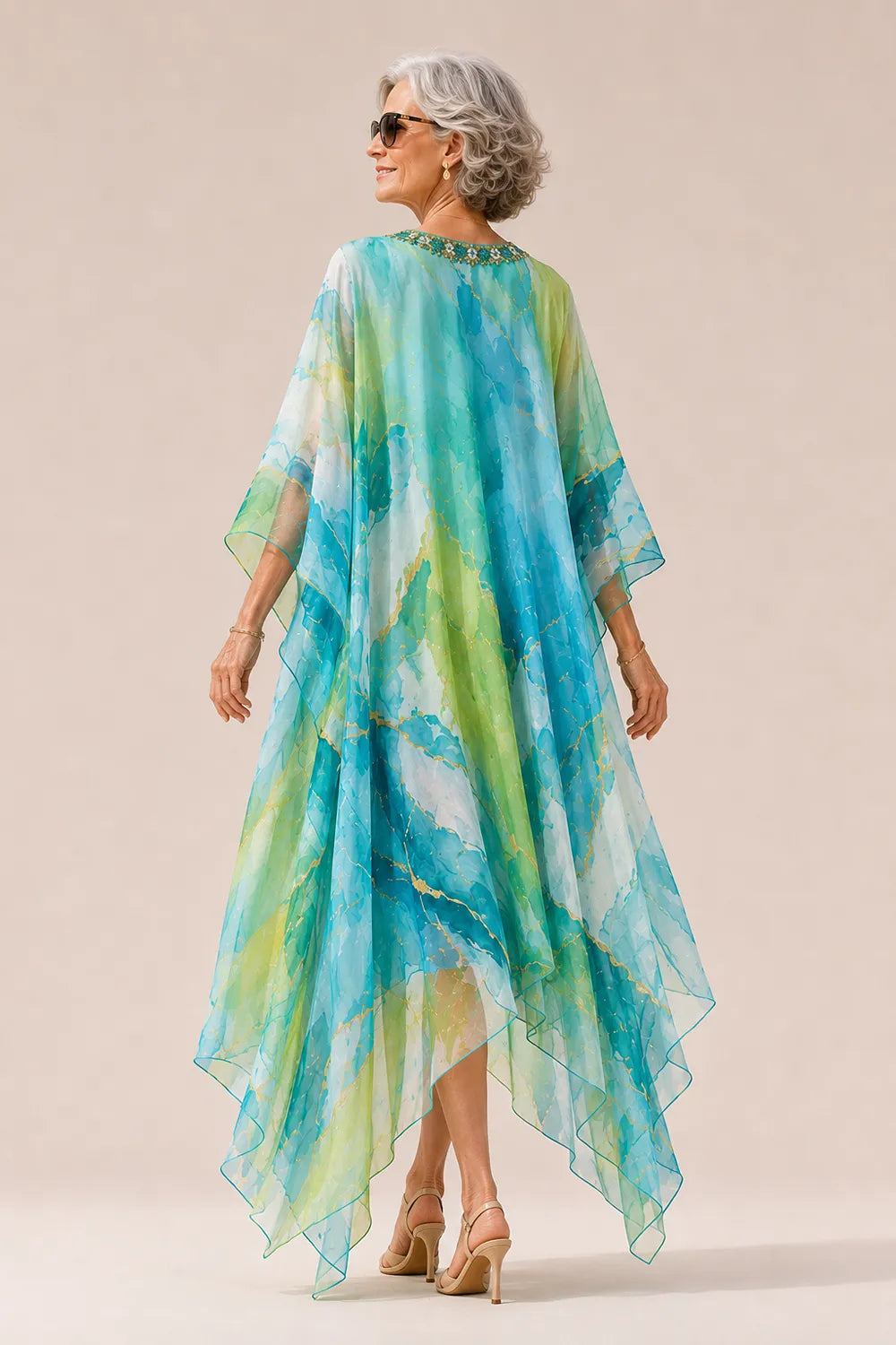 Loose Fit Printed V-Neck Maxi Dress