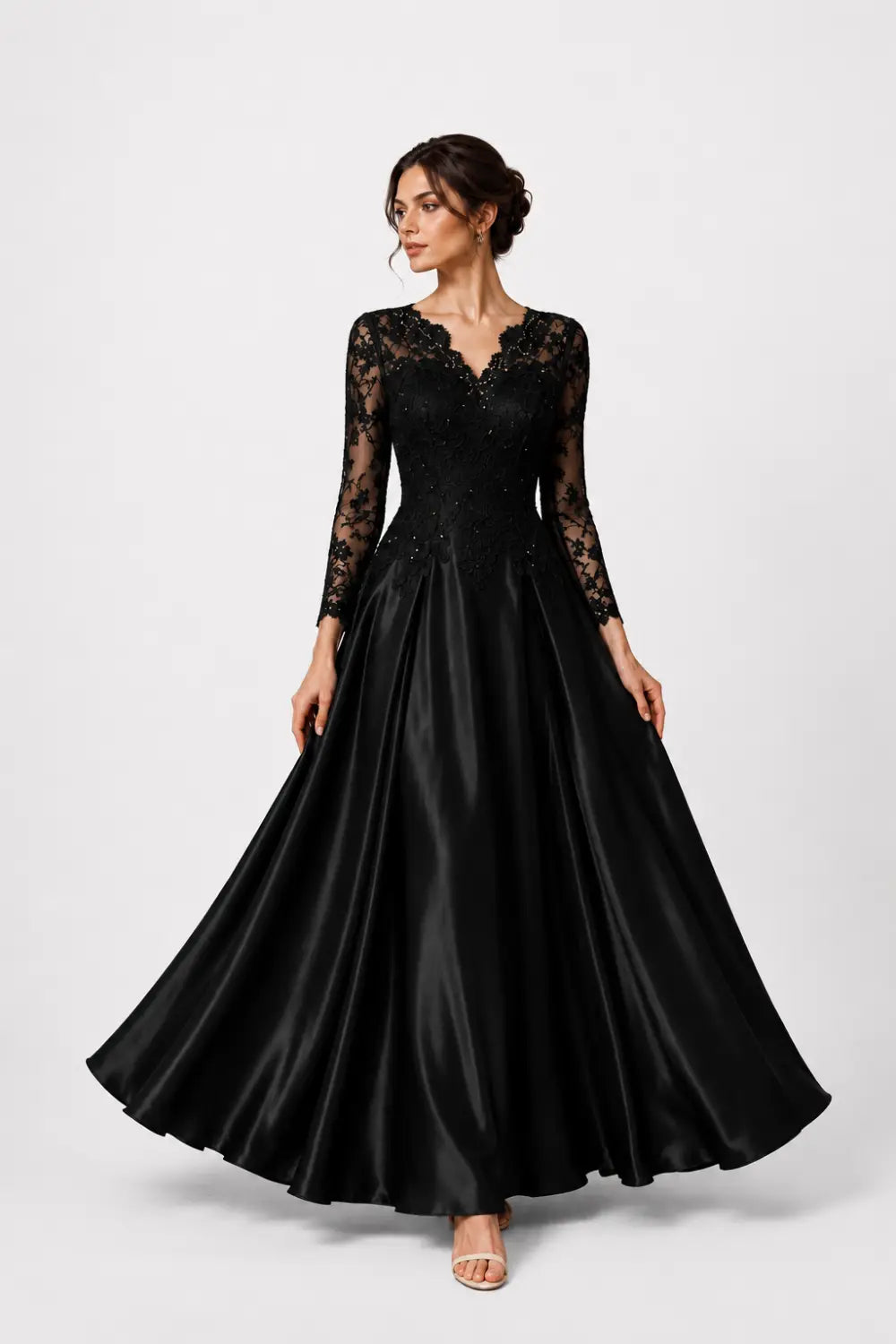 Lace Long Sleeve A-Line Formal Gown
