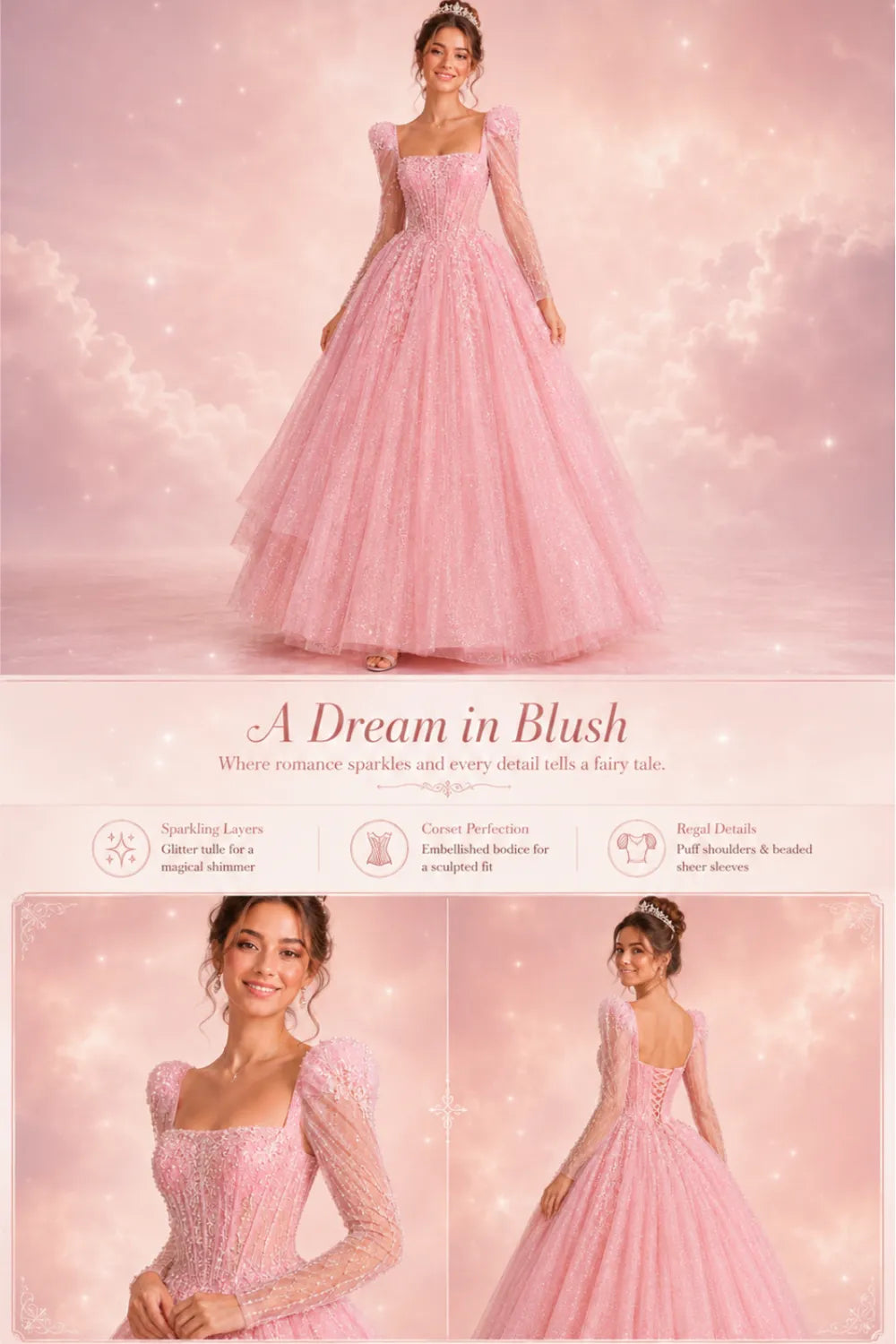 Romantic Long Ball Gowns with Sleeves