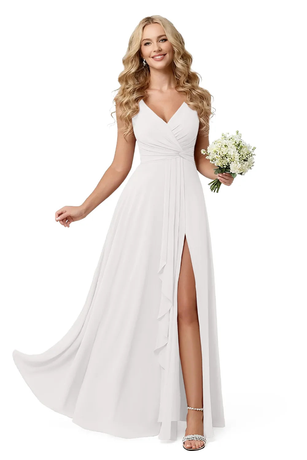 Elegant Chiffon Lace-Up Back Maxi Dress with Slit