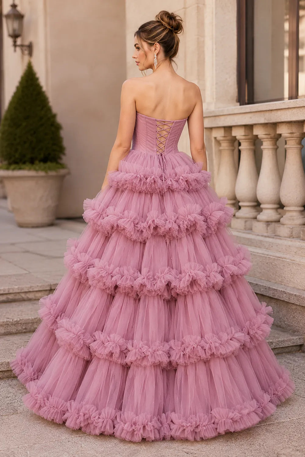 Princess Ruffled Ball Gown Dress