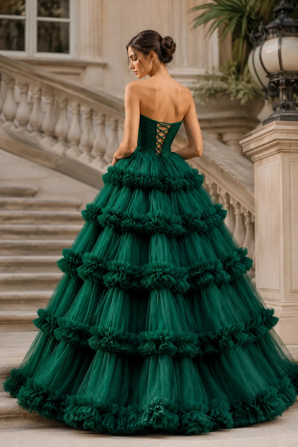 Princess Ruffled Ball Gown Dress