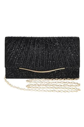 Elegant Pleated Evening Clutch Bag with Chain