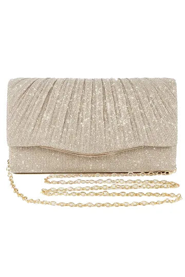 Elegant Pleated Evening Clutch Bag with Chain