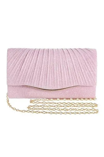 Elegant Pleated Evening Clutch Bag with Chain