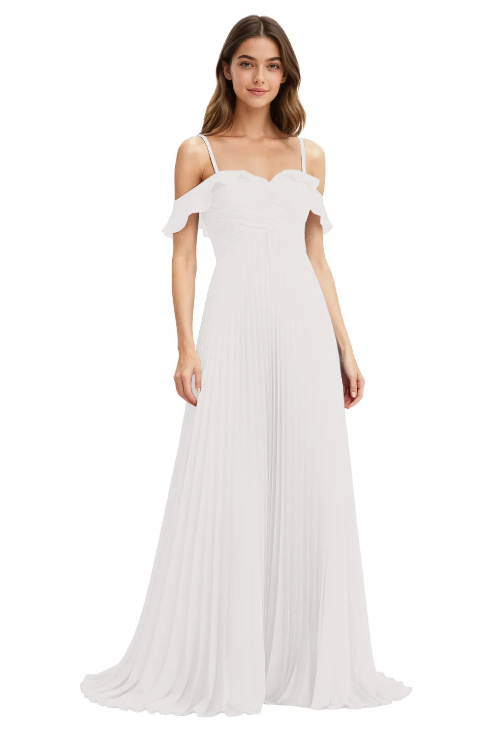 Celeste Grace Long Pleated Chiffon Gown