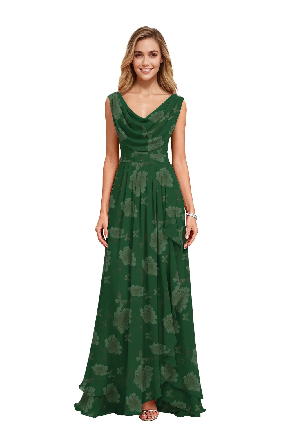 Flowy Chiffon Floral Formal Maxi Dress