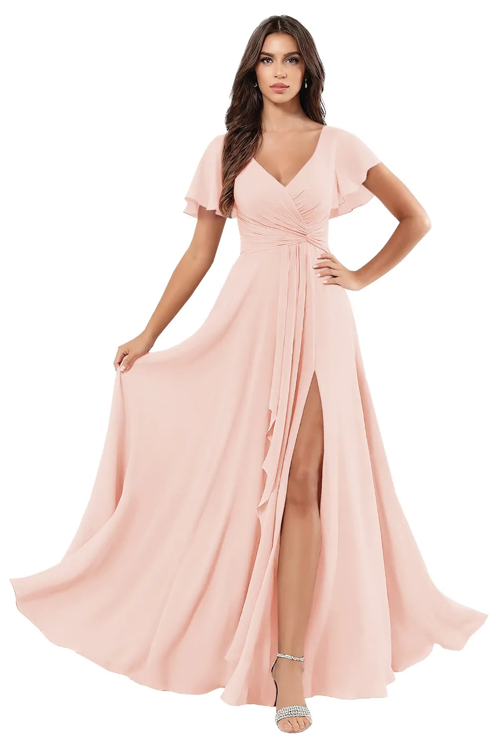 Elegant Floor Length Chiffon Evening Gown