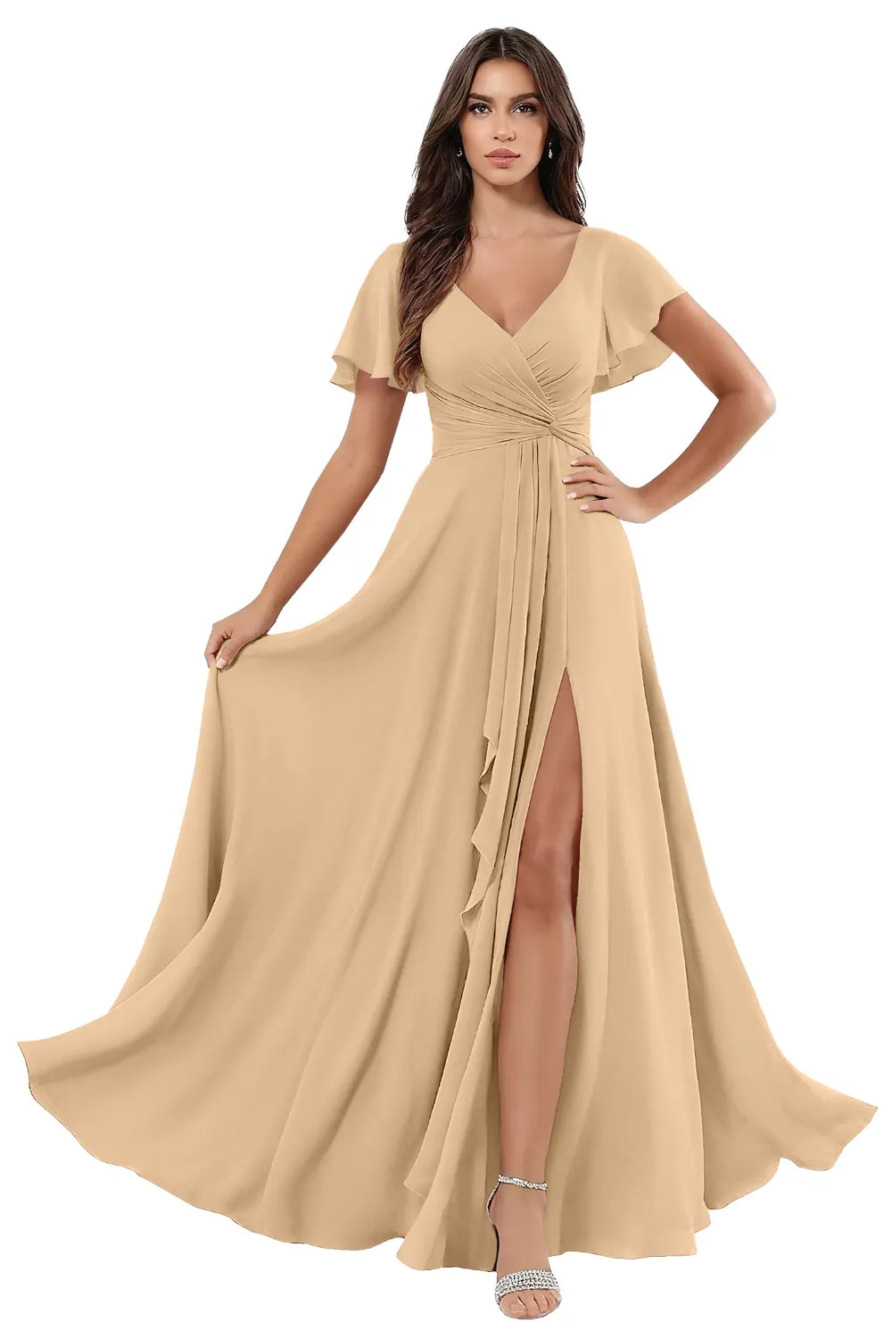 Elegant Floor Length Chiffon Evening Gown