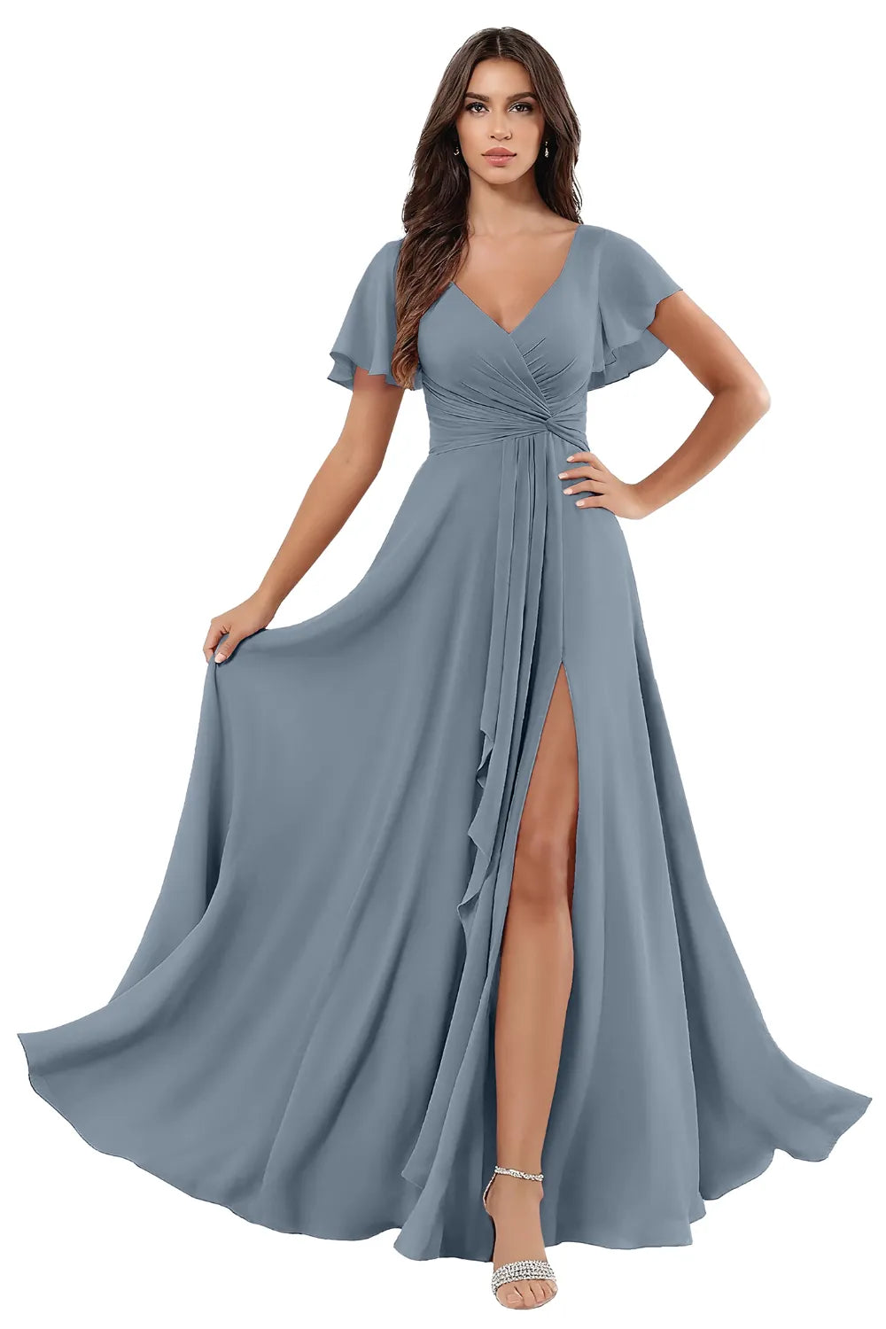 Elegant Floor Length Chiffon Evening Gown