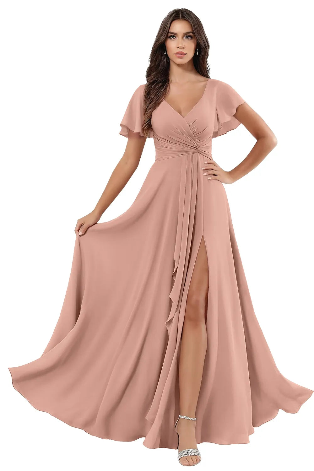 Elegant Floor Length Chiffon Evening Gown