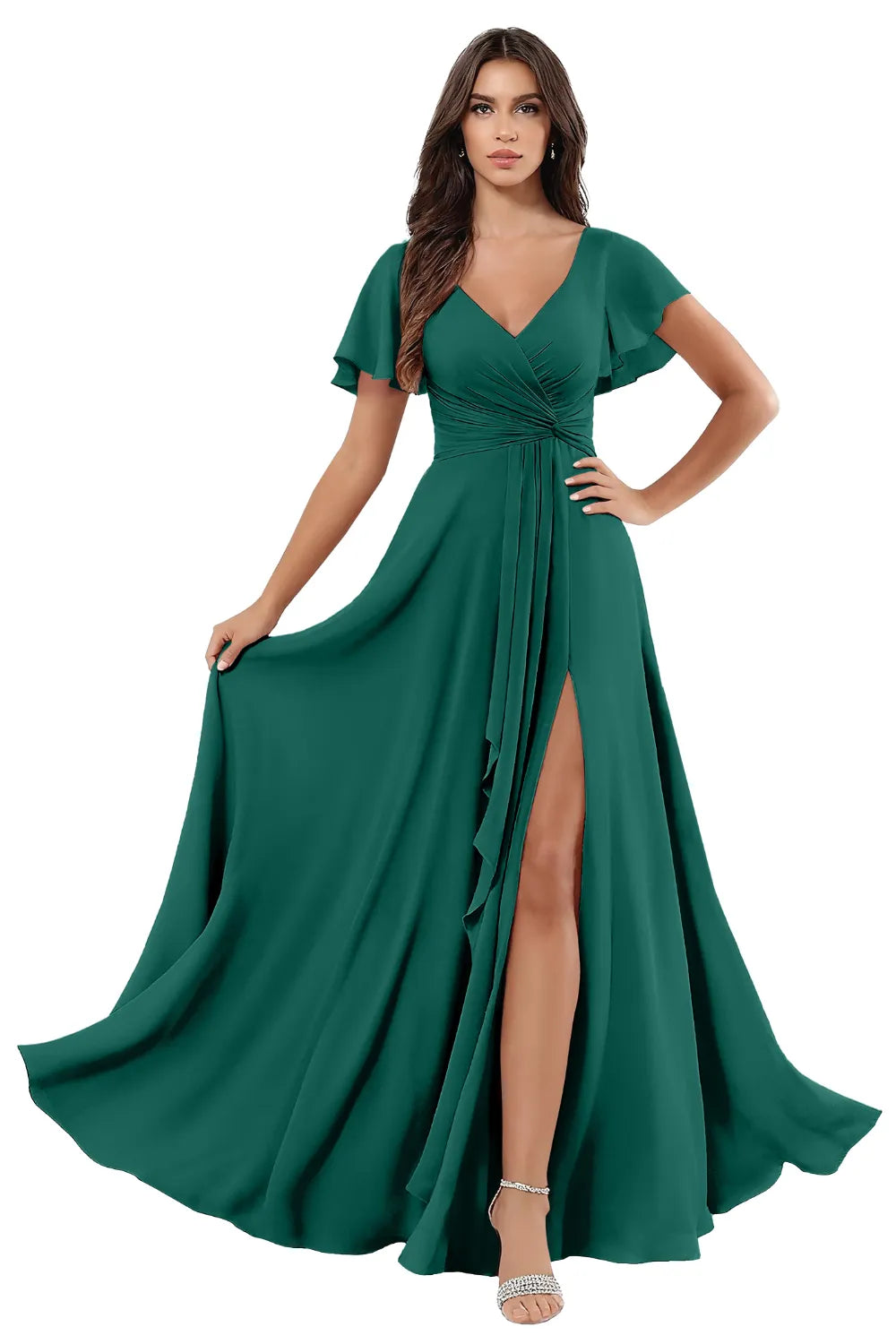 Elegant Floor Length Chiffon Evening Gown