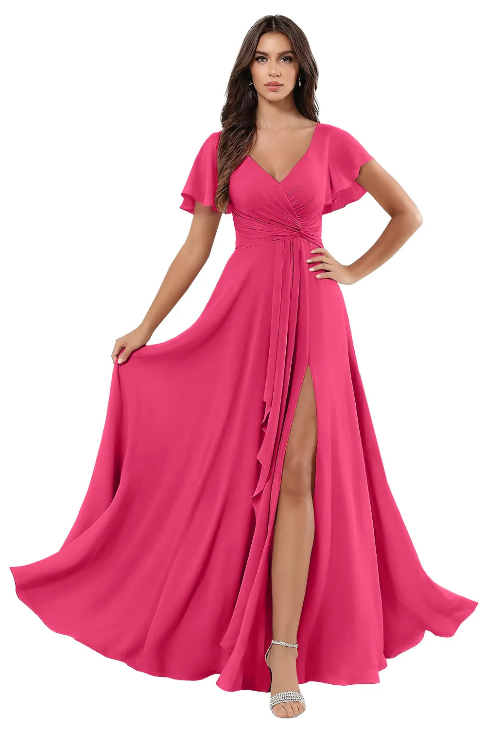 Elegant Floor Length Chiffon Evening Gown