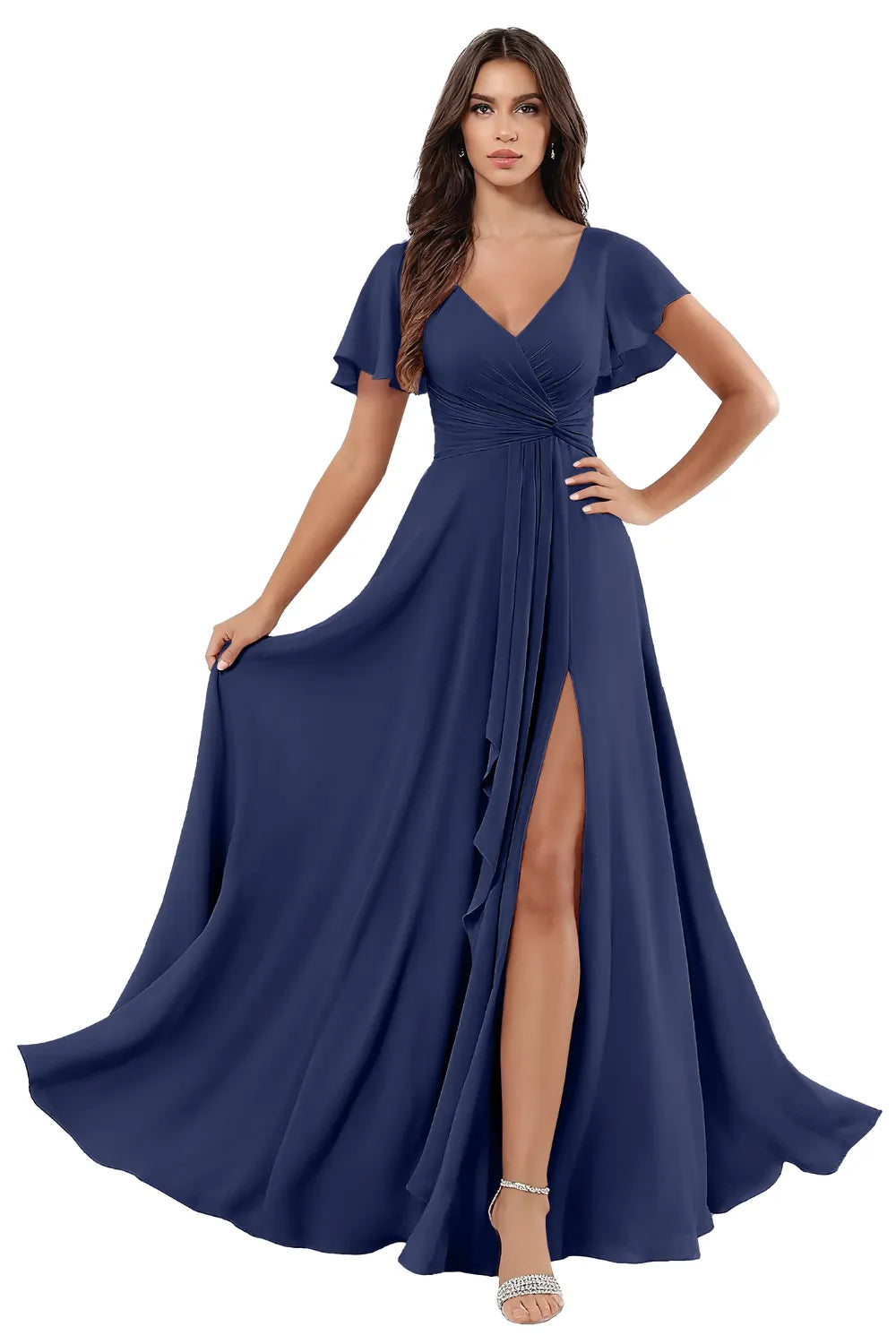 Elegant Floor Length Chiffon Evening Gown