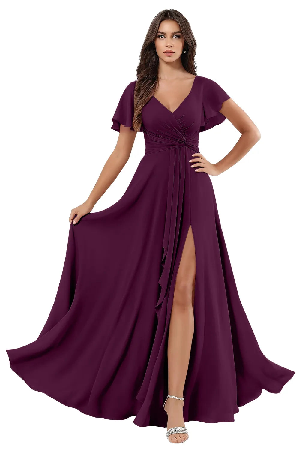 Elegant Floor Length Chiffon Evening Gown