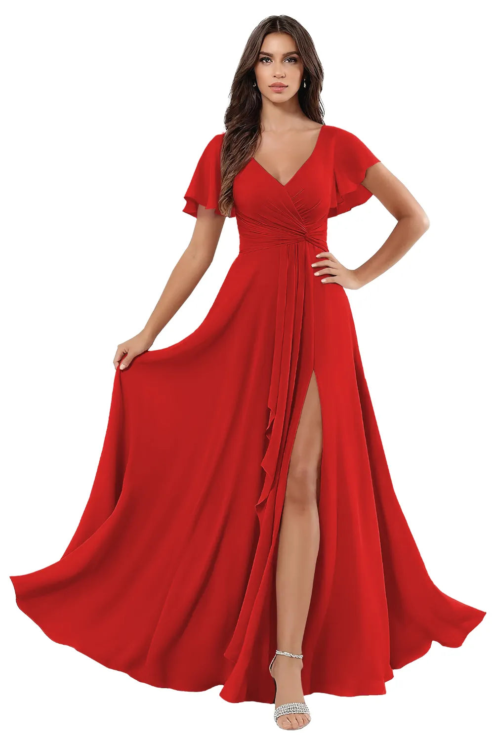 Elegant Floor Length Chiffon Evening Gown